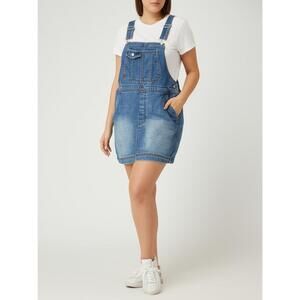 NO BOUNDARIES Juniors Overalls Size XL Blue Denim Adjustable Straps Bib‎ Summer